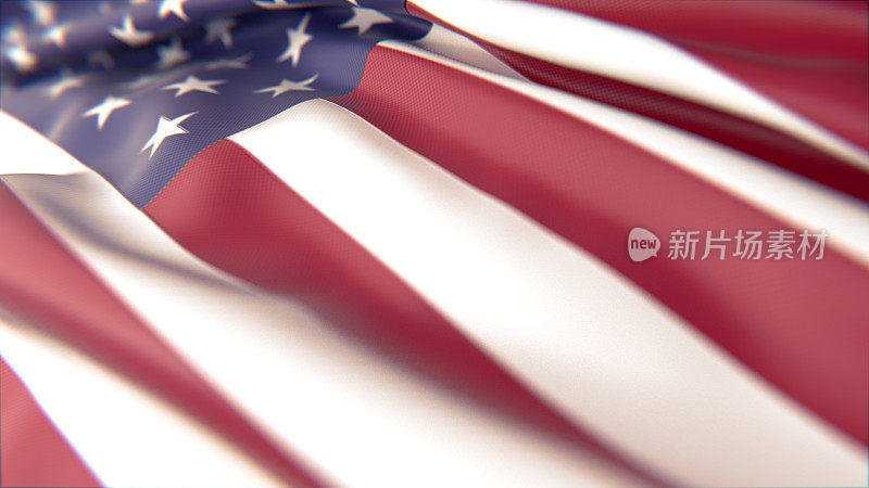 美国国旗，美国国旗，美国国旗- 3D插图库存镜头